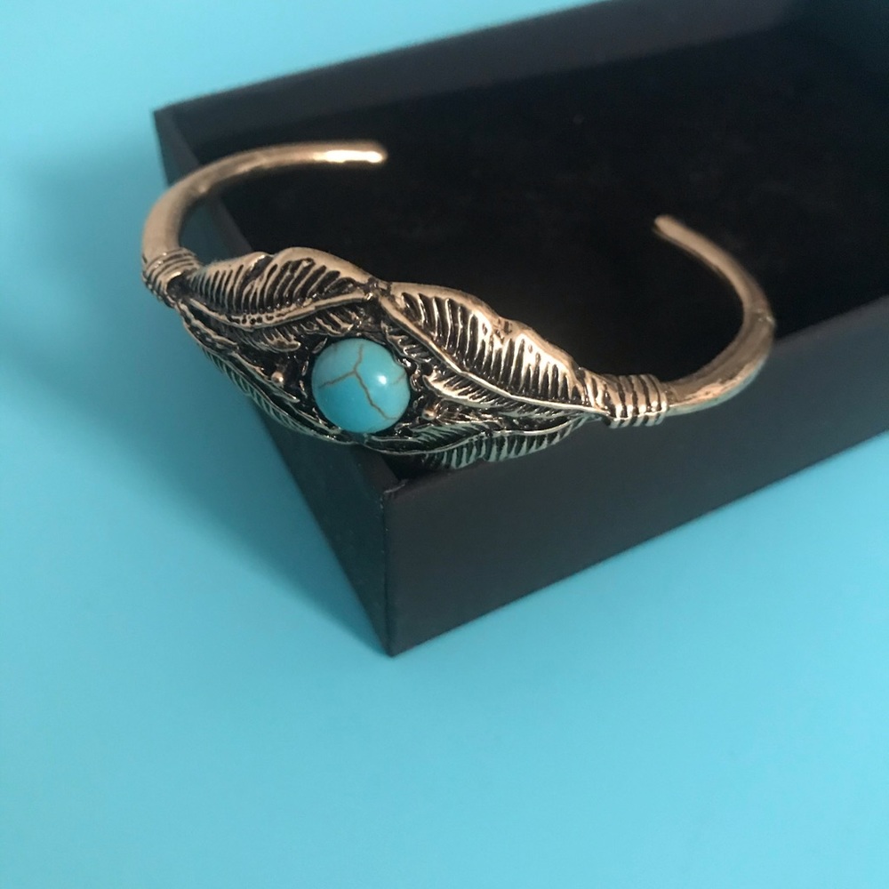 Antiqued turquoise bangle bracelet